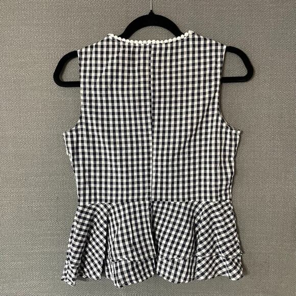 Nanette Lepore Women’s S Gingham Peplum Top Y2K Summer Classic - Picture 4 of 9